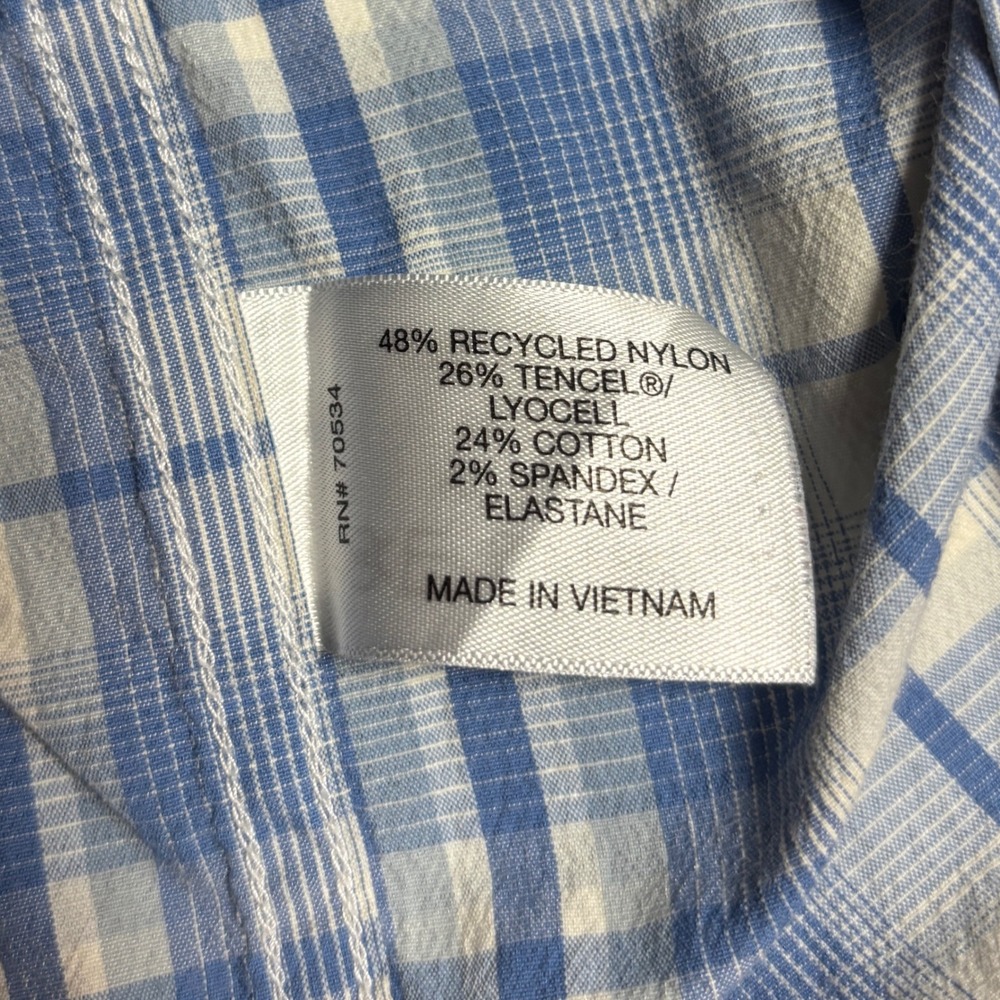 Orvis Active Fit White Blue Plaid Mens XL Tech Hiking Fishing Short Sleeve Shirt - Picture 8 of 8